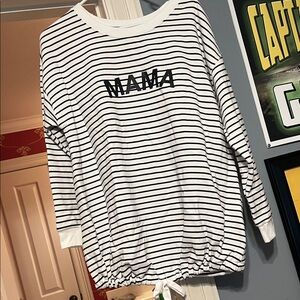 Maternity Black and White Striped 'MAMA' Top 3 sizes available. So cute!
